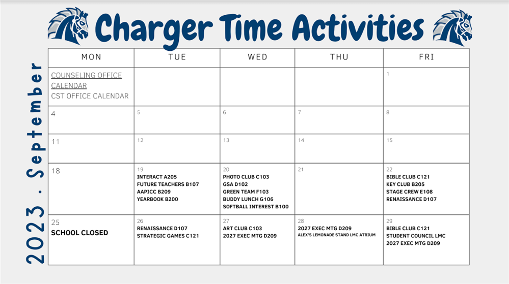 September Charger Time Activities for Students